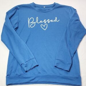 Blue “Blessed” Sweatshirt – Size Medium